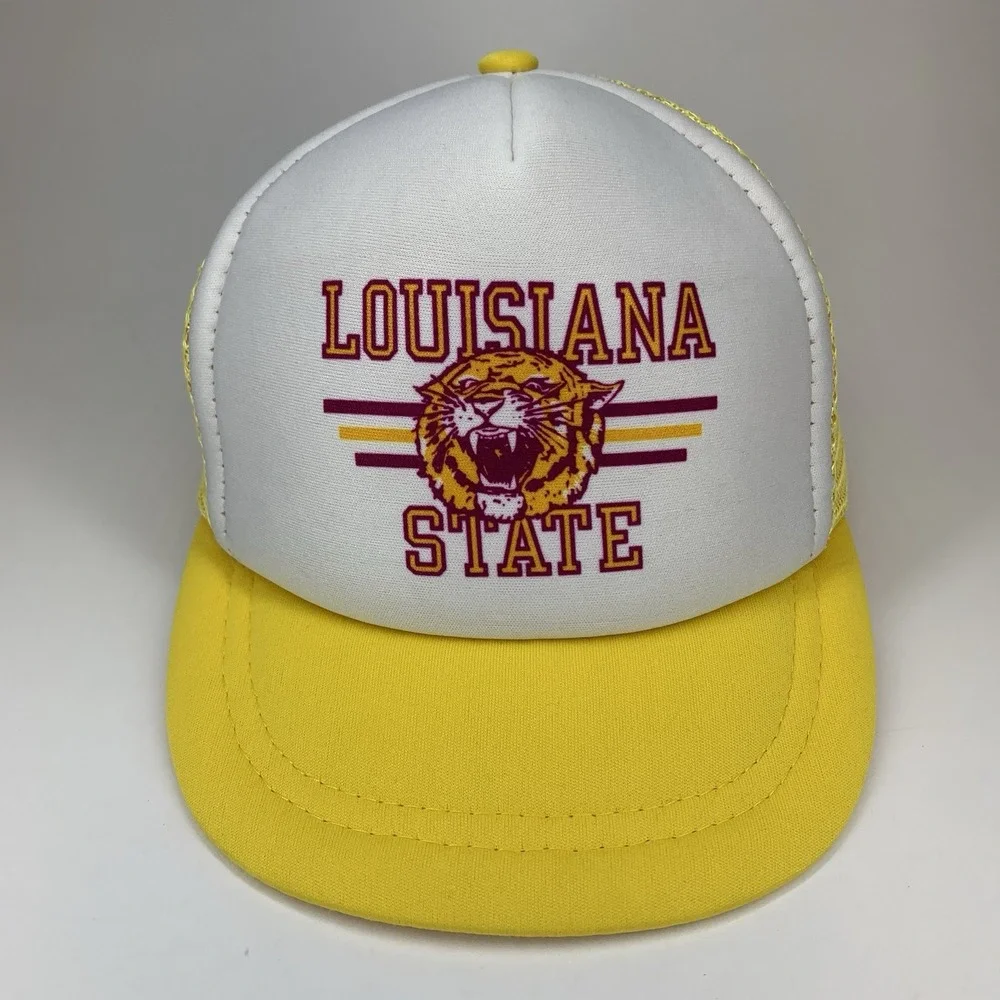 Louisiana State Hat JR BOYS Yellow Mesh Snap Designer Award Trucker Cap Vintage